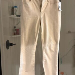 Women's Cream Wide-Leg Jeans - High-Rise Casual Flare